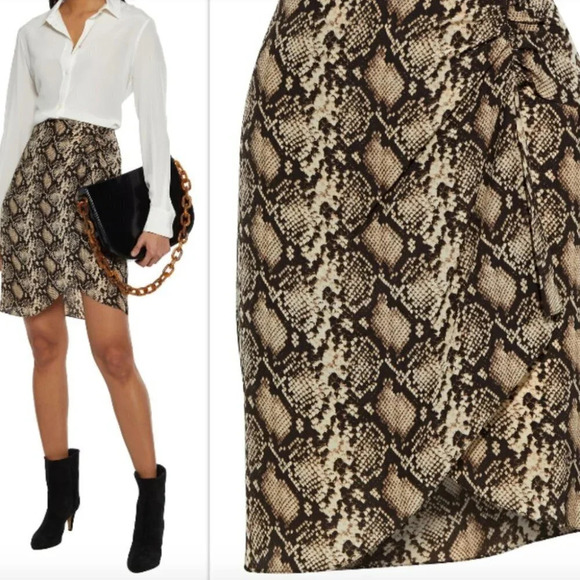 Nili Lotan Hazel wrap-effect snake-print silk 0 mini skirt - Picture 1 of 8